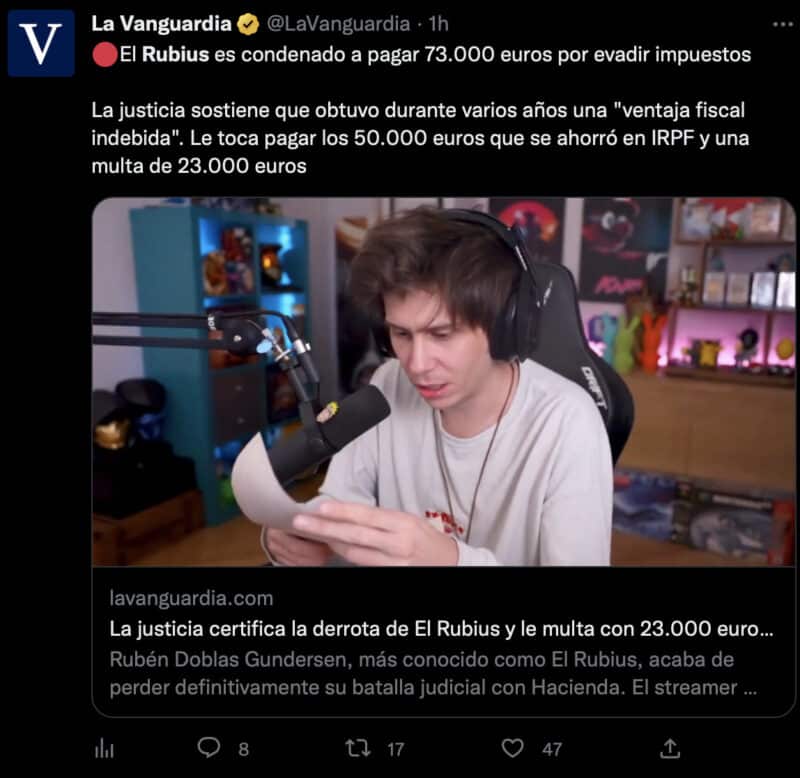 El Rubius es condenado a pagar 73.000 euros por evadir impuestos