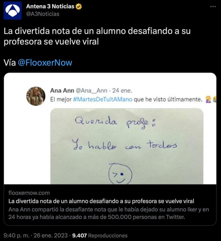 La divertida nota de un alumno desafiando a su profesora