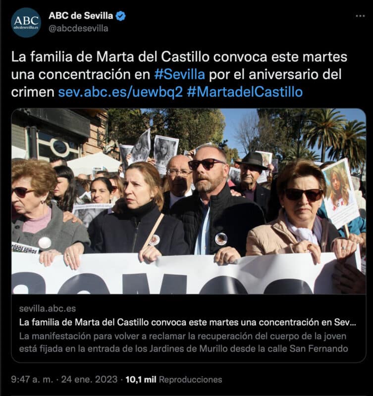 La familia de Marta del Castillo convoca este martes una concentración