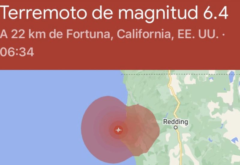 Registrado un terremoto de magnitud 6,4 en la costa de California