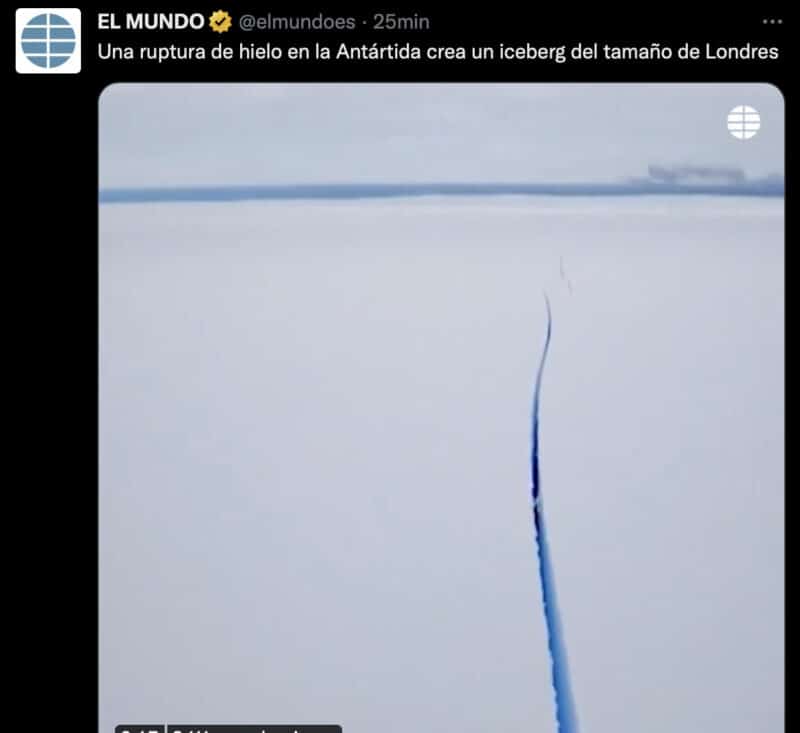 Una ruptura de hielo en la Antártida crea un iceberg del tamaño de Londres